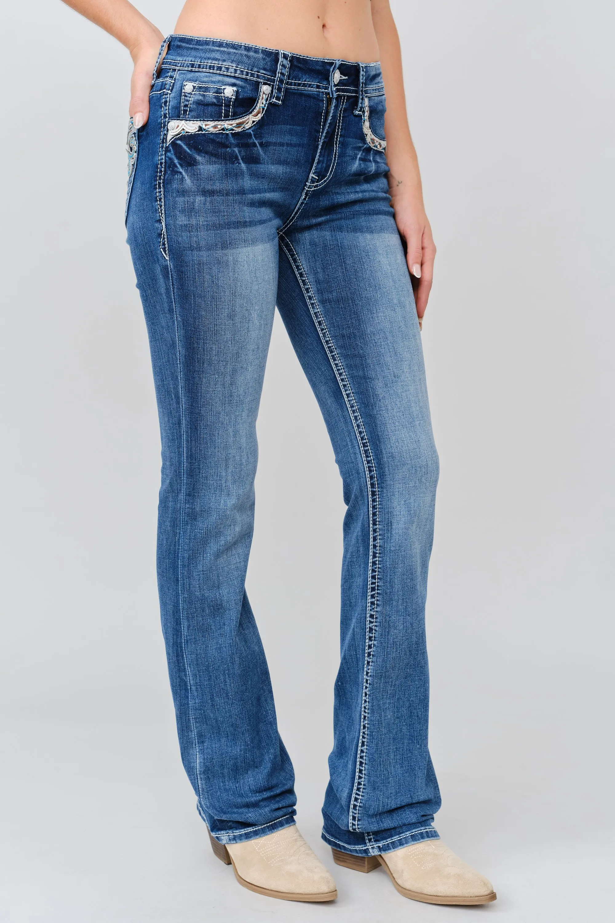 Aztec Embroidery Bootcut Jeans sold by Grace in LA product image thumbnail 4