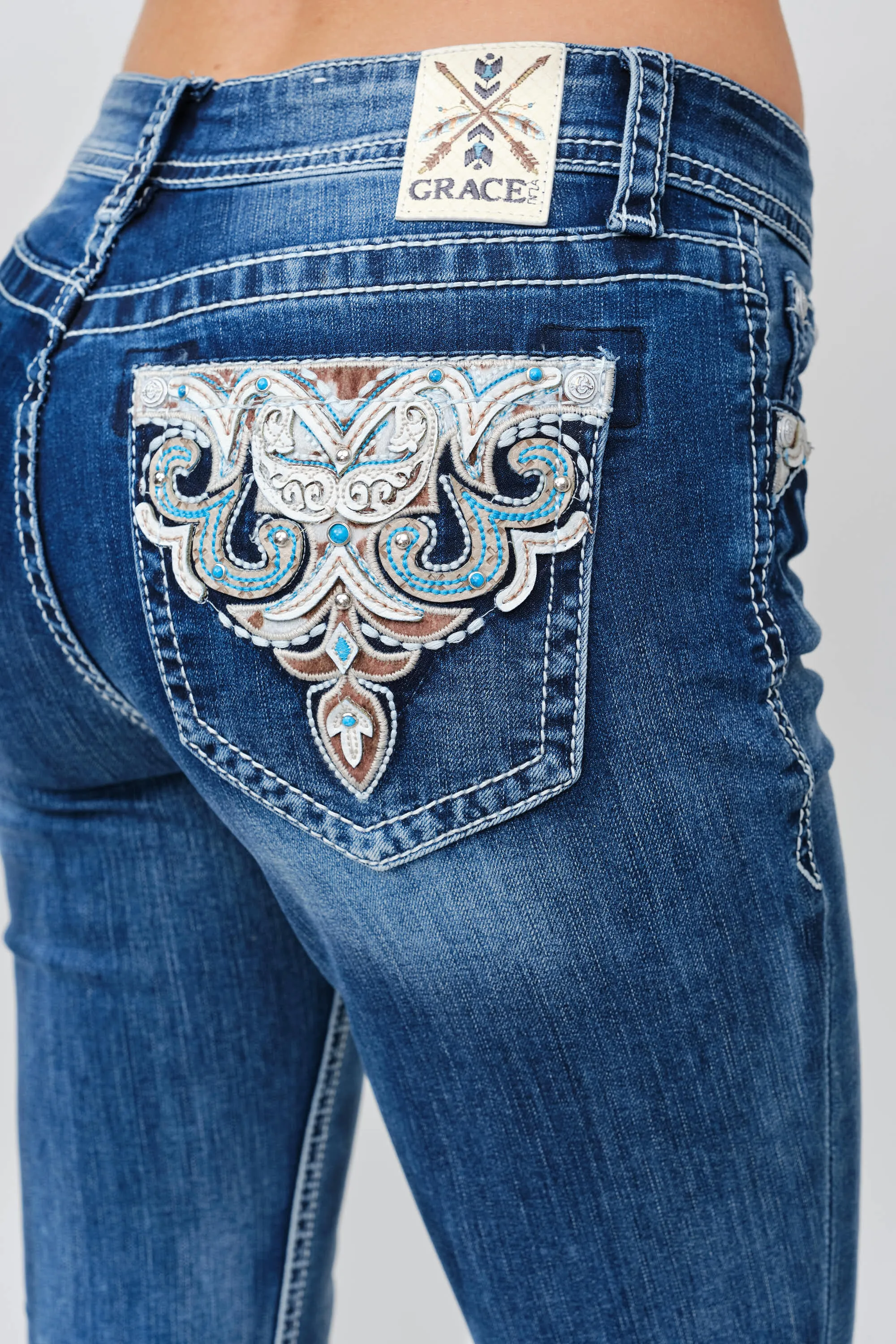 Aztec Embroidery Bootcut Jeans sold by Grace in LA product image thumbnail 2