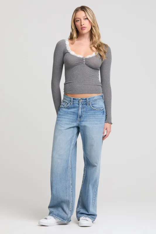 Wing Embellished Baggy Jeans made by Grace in LA