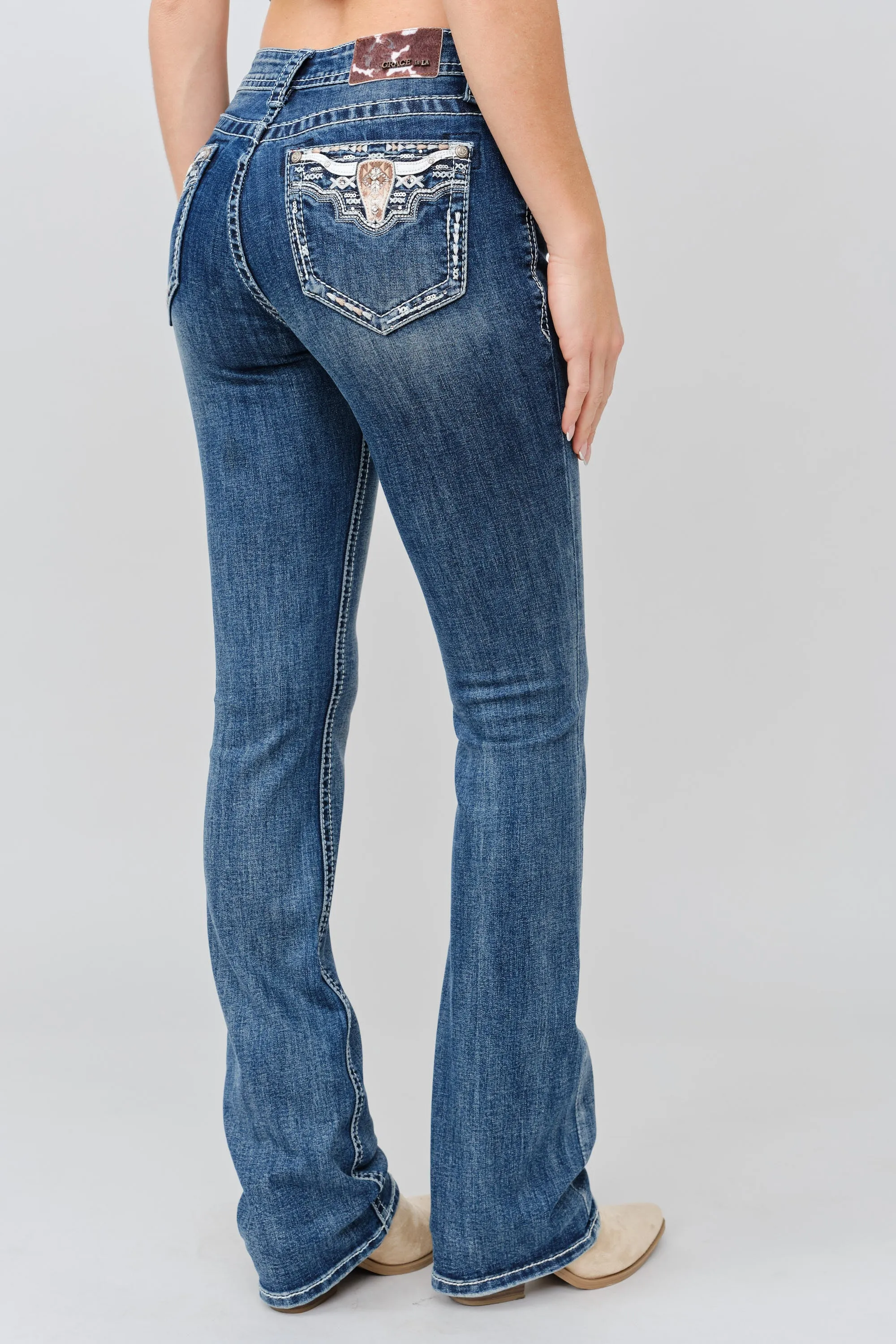 Steer Head Bootcut Jeans sold by Grace in LA