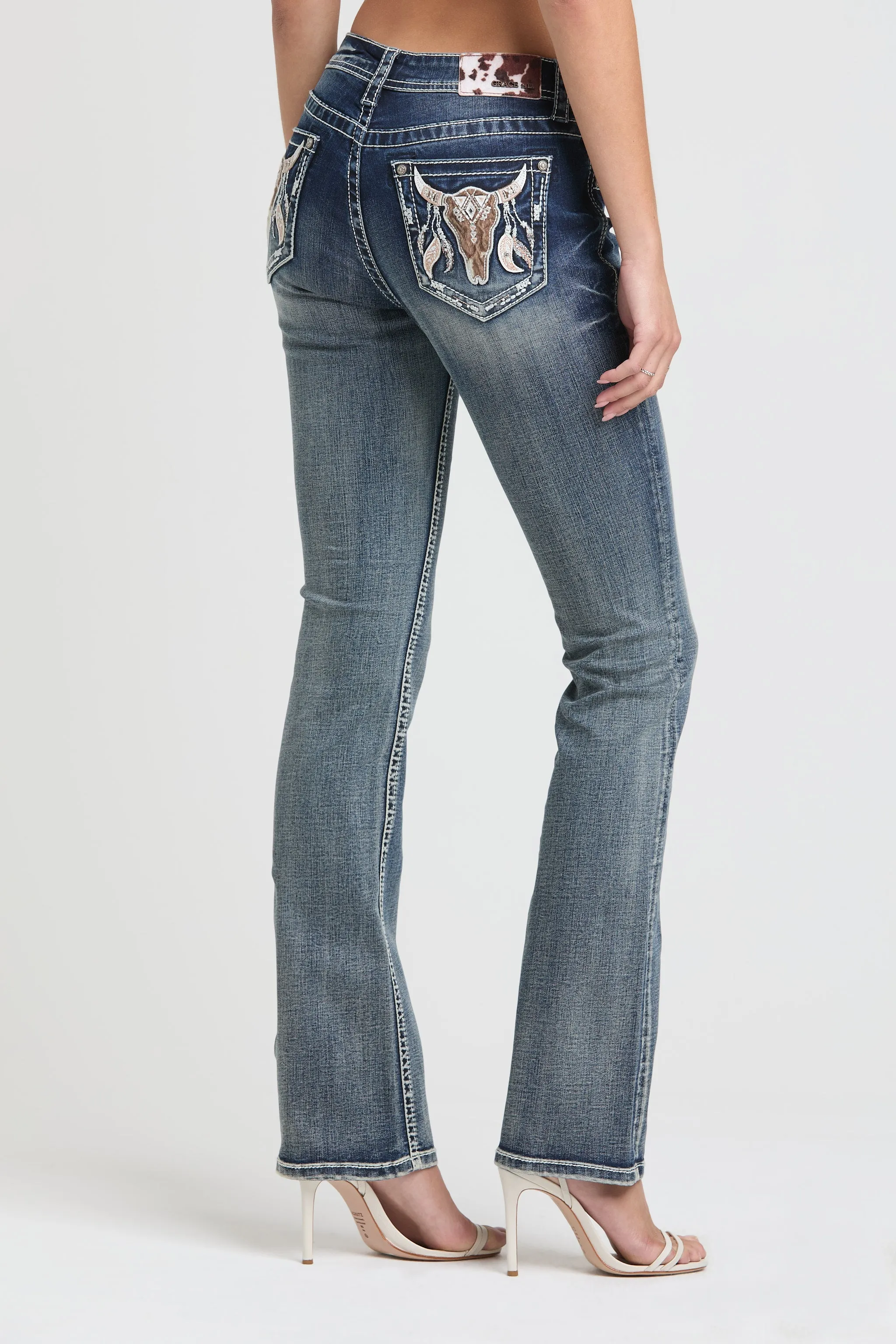 Cowhide Steer Head Bootcut Jeans sold by Grace in LA