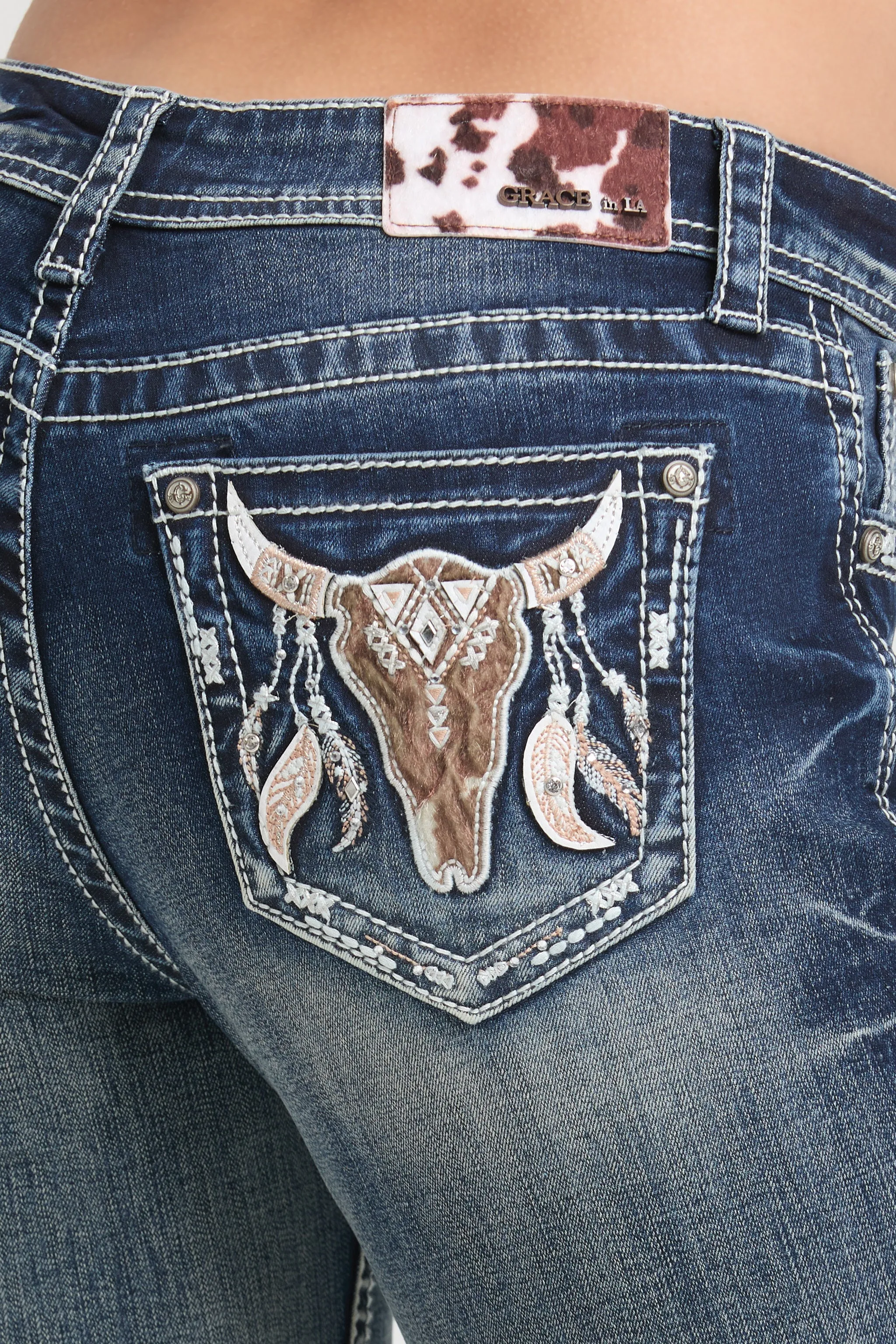 Cowhide Steer Head Bootcut Jeans sold by Grace in LA product image thumbnail 2