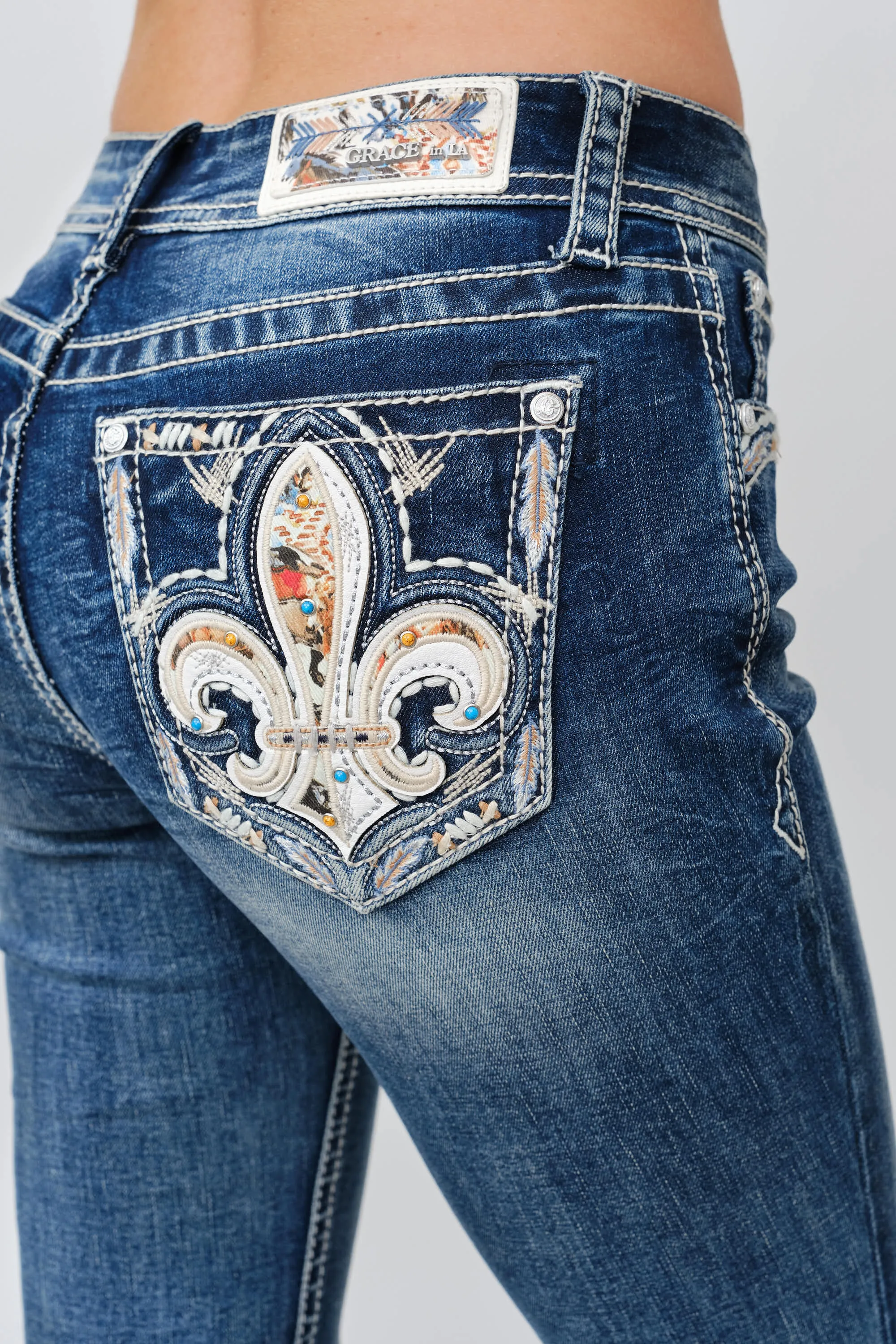 Fleur-De-Lis Bootcut Jeans sold by Grace in LA product image thumbnail 2