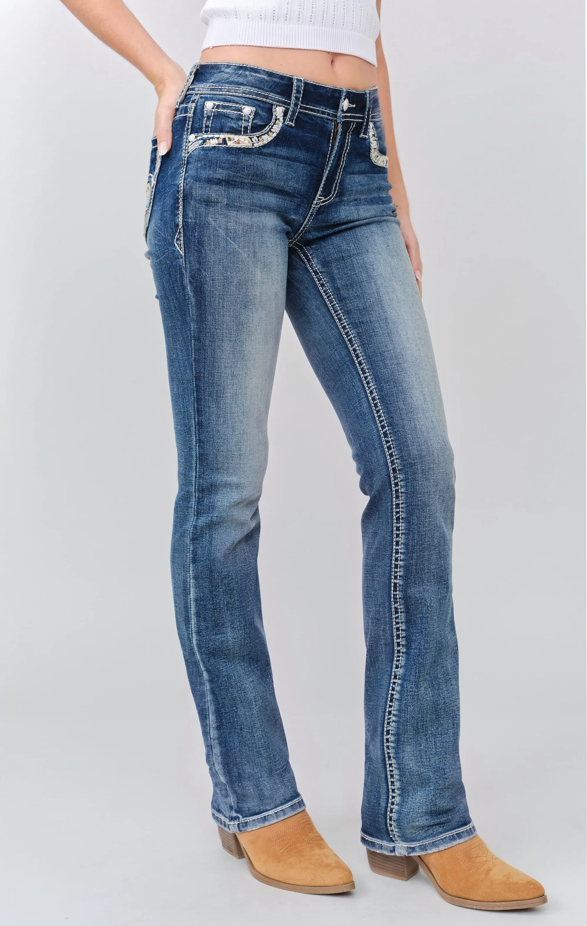 Fleur-De-Lis Bootcut Jeans sold by Grace in LA product image thumbnail 4