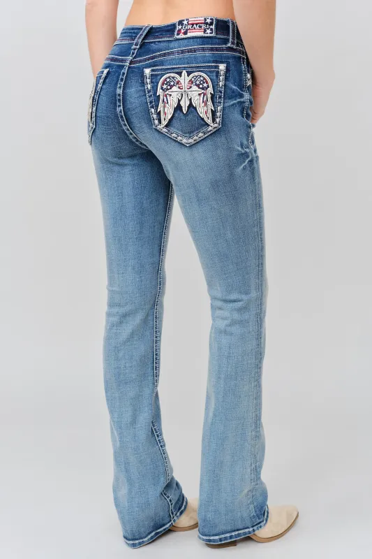 American Wing Embroidered Bootcut Jeans made by Grace in LA
