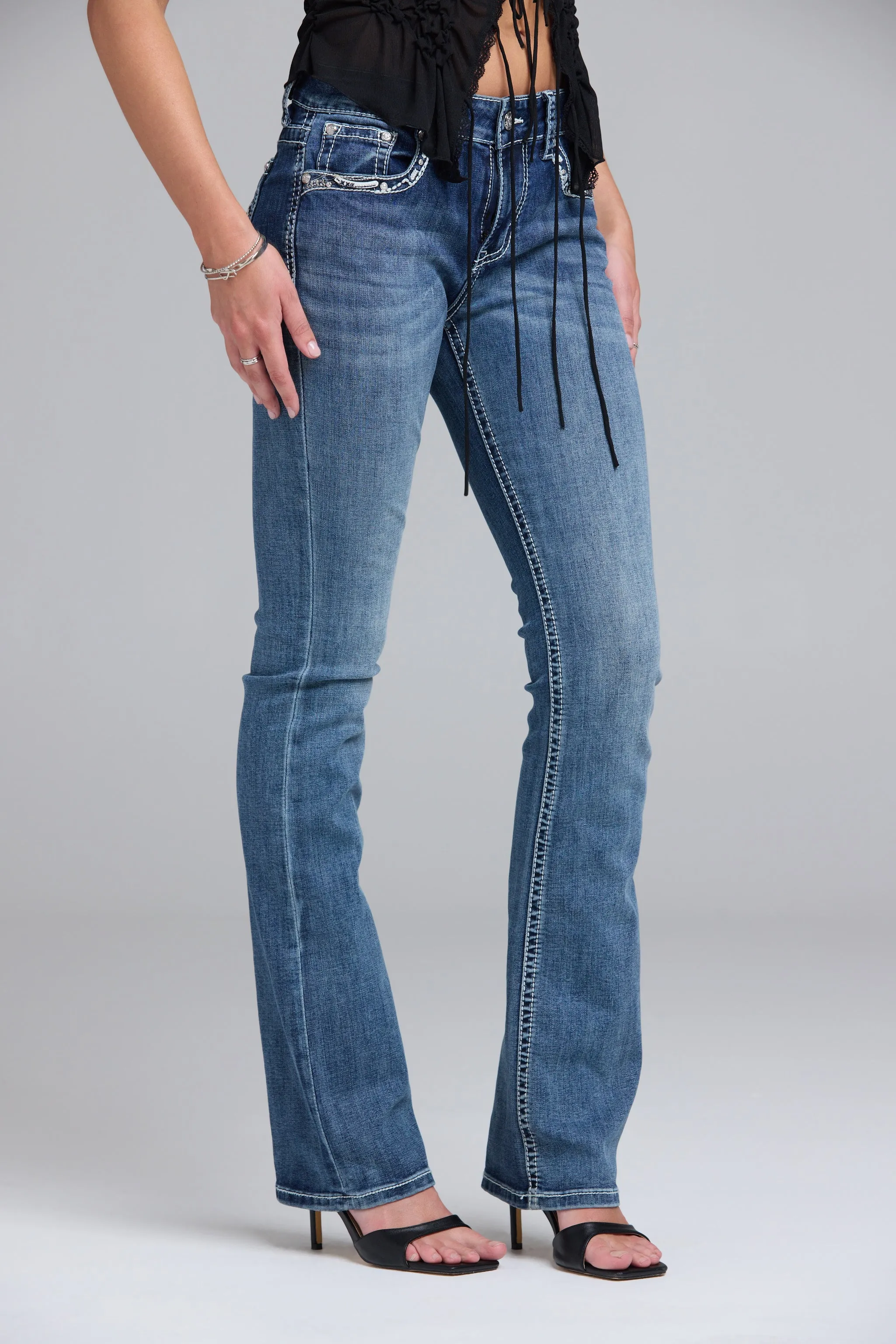 Cross Embroidered Bootcut Jeans sold by Grace in LA product image thumbnail 5