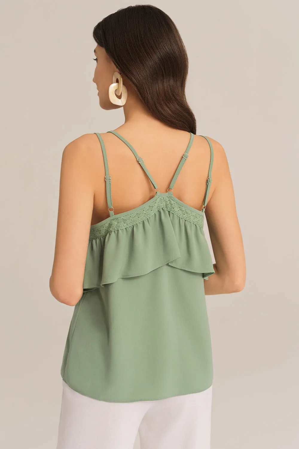 Dual Strap Ruffle Decorated V-Neck Cami-Tops sold by Grace Karin product image thumbnail 4