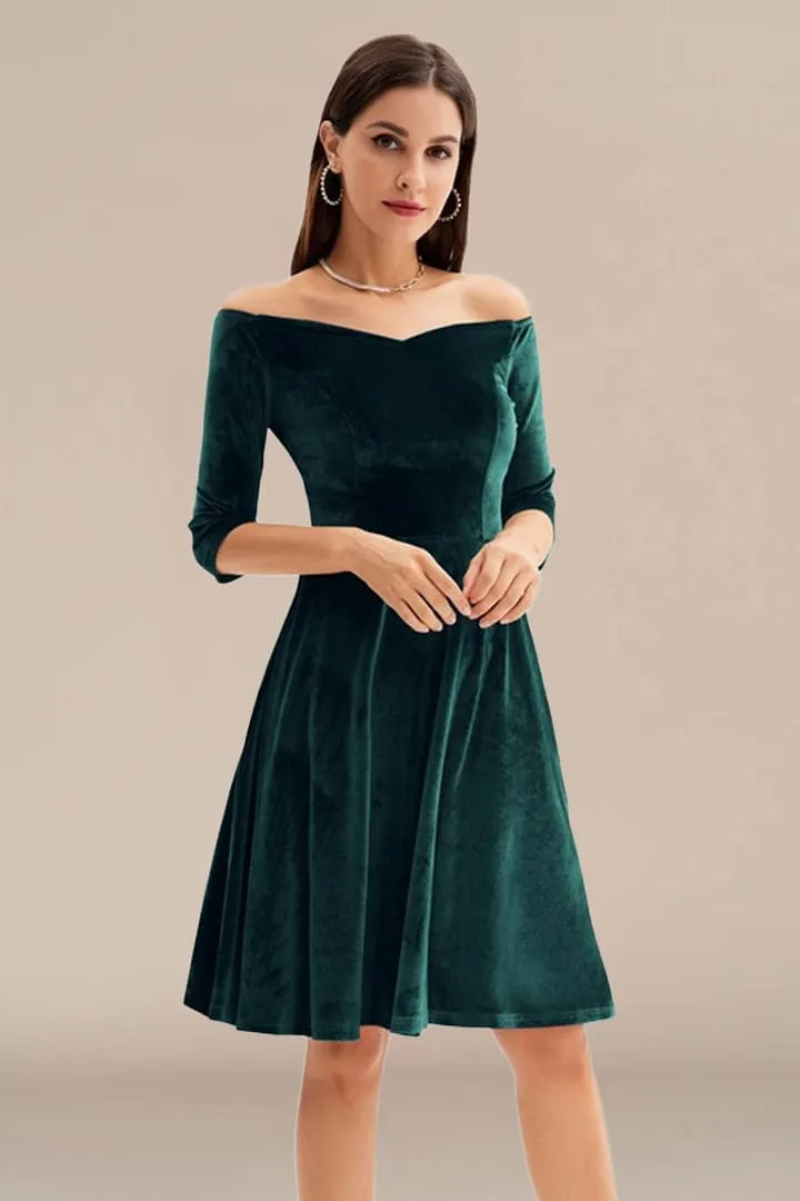 A-Line Off Shoulder Velvet Dress sold by Grace Karin product image thumbnail 2