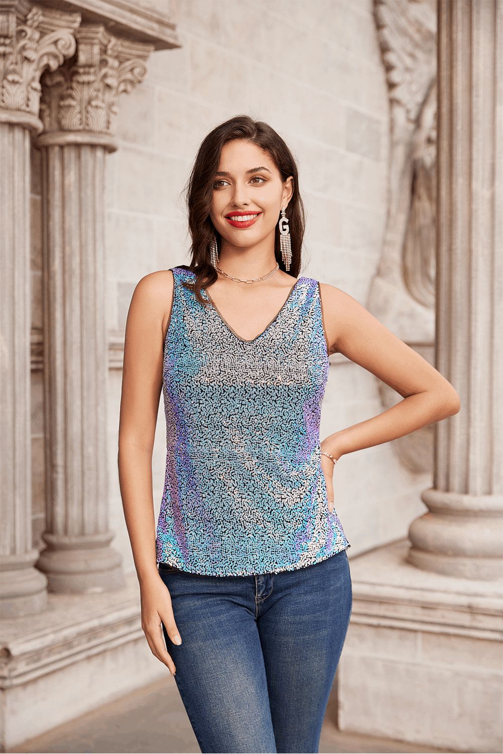 GRACE KARIN Sequined Tank Vest Sleeveless Tops sold by Grace Karin product image thumbnail 5