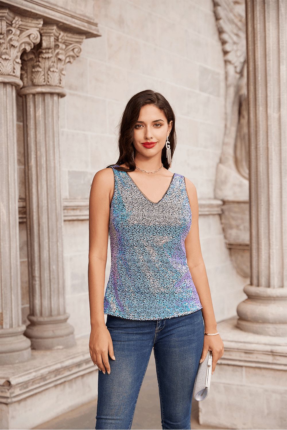 GRACE KARIN Sequined Tank Vest Sleeveless Tops sold by Grace Karin product image thumbnail 4