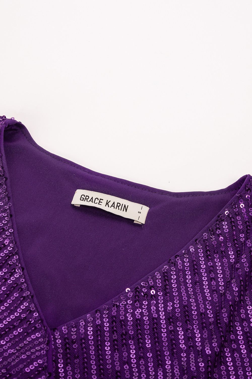 GK Women Sequined Party Tops Cap Sleeve Surplice V-Neck Wrap Hem Ruched Tops sold by Grace Karin product image thumbnail 7