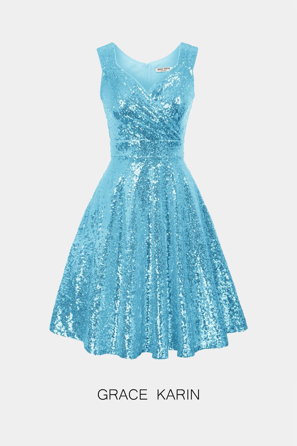 【$19.99 Flash Sale!】GRACE KARIN Women Sequined Sleeveless Flared A-Line Party Dress sold by Grace Karin product image thumbnail 3