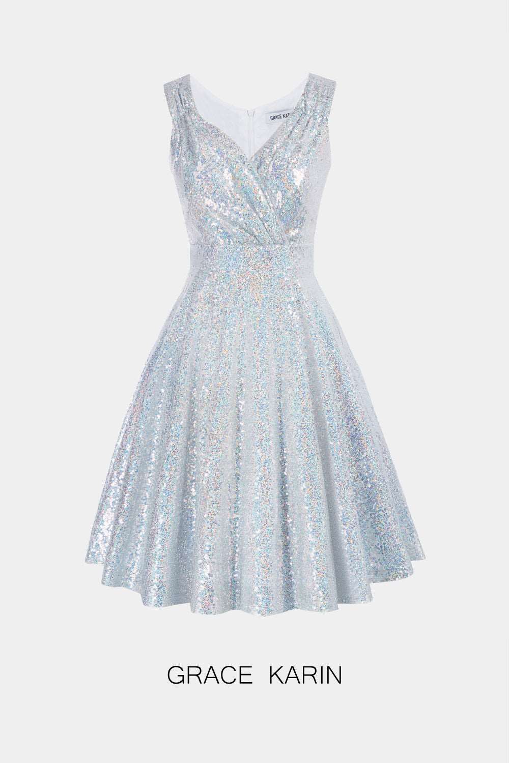 GRACE KARIN Women Sequined Sleeveless Flared A-Line Party Dress sold by Grace Karin