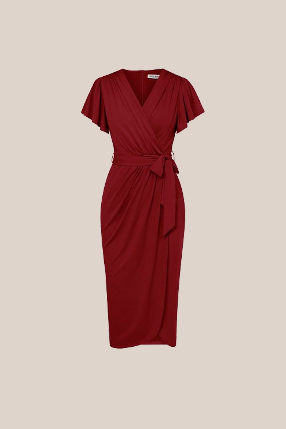 GK Women Ruched Party Dress Short Sleeve V-Neck Wrap Hem Bodycon Midi Dress sold by Grace Karin product image thumbnail 3