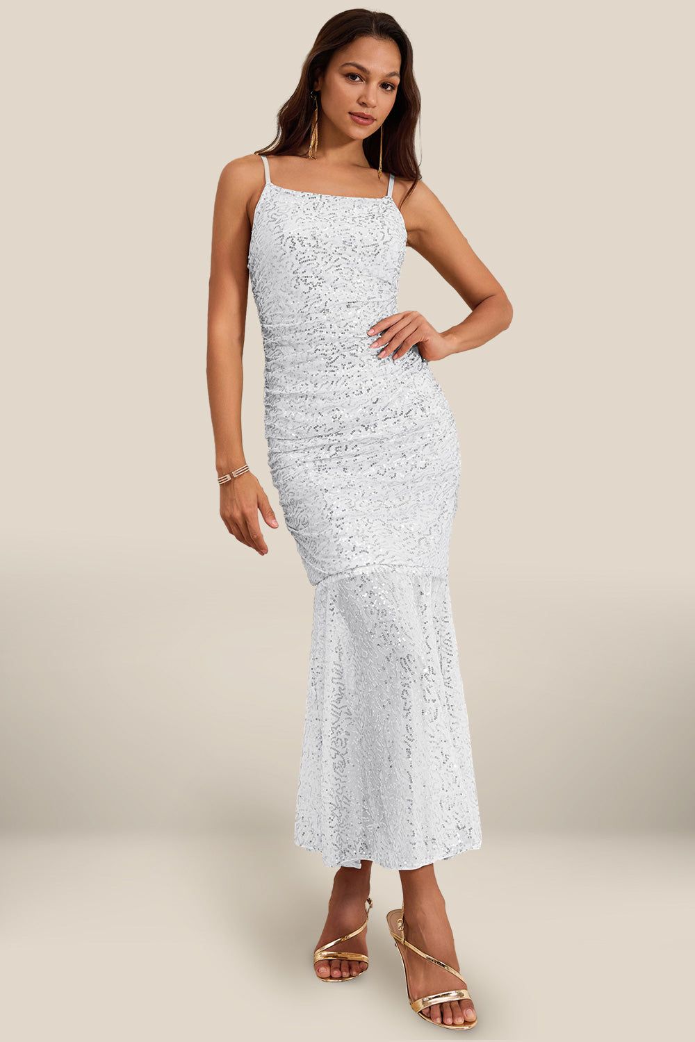 GK Women Sequined Party Dress Mermaid Hem Ruched Bodycon Cami-Dress sold by Grace Karin