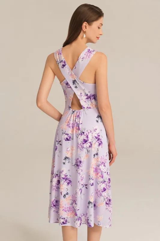 Sleeveless Cowl Neck Hollowed-out Back Dress - Purple sold by Grace Karin