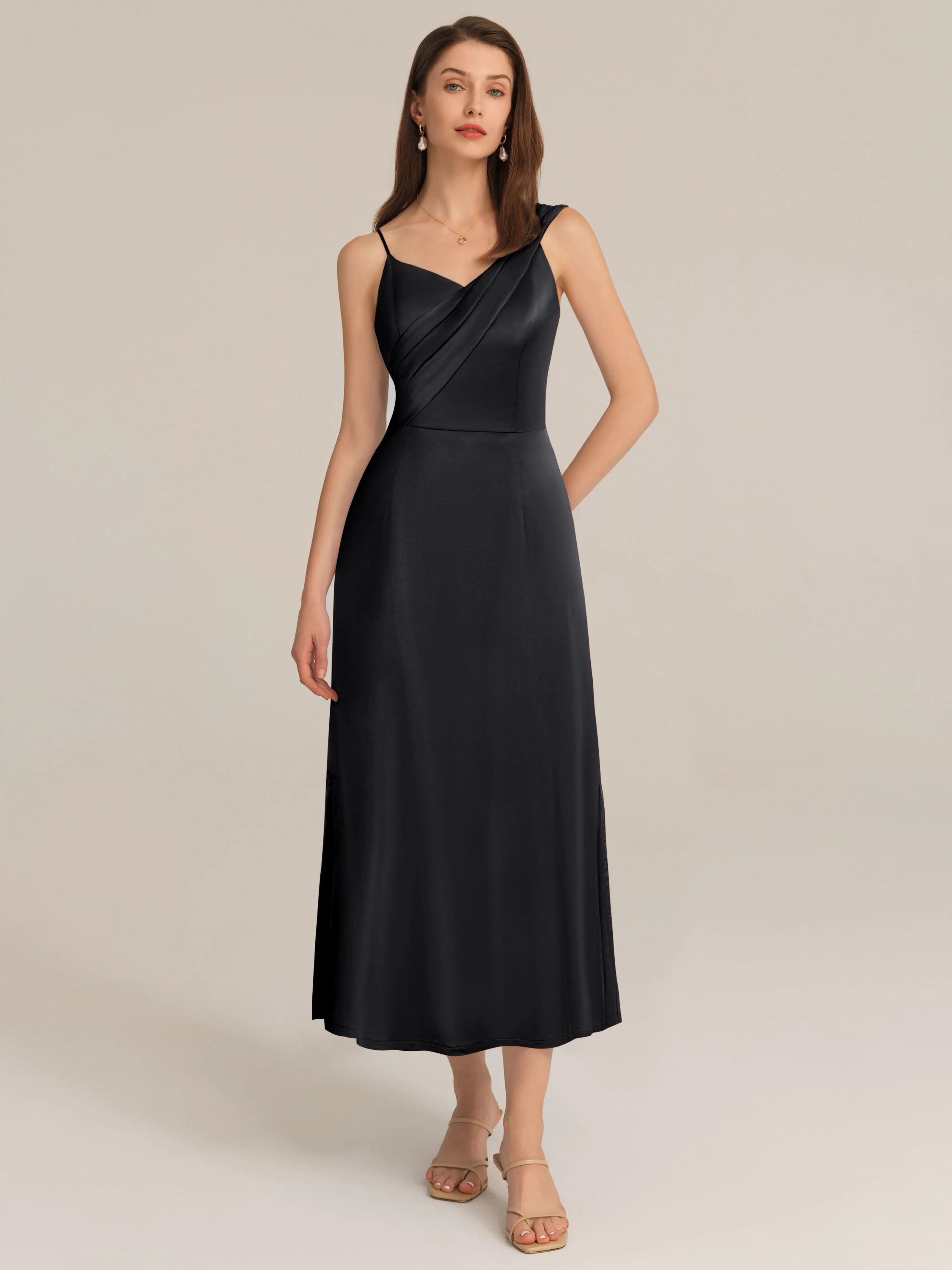 Satin Side Slit Asymmetric Straps Dress sold by Grace Karin product image thumbnail 2