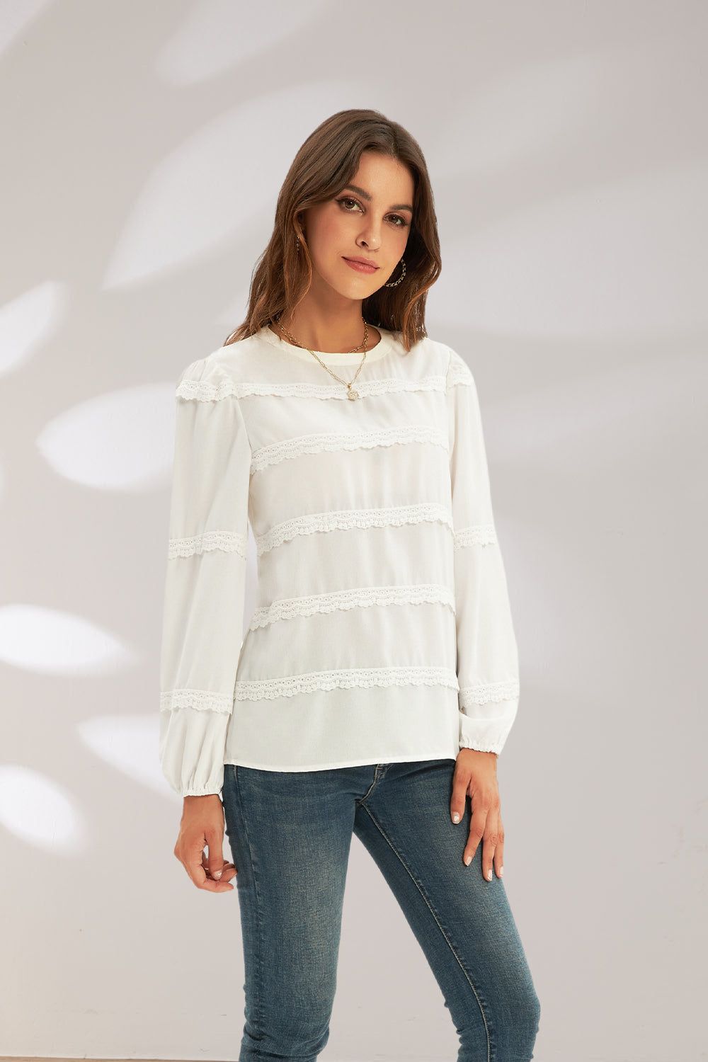 GRACE KARIN Lace Decorated Tiered Puffed Blouse sold by Grace Karin product image thumbnail 5