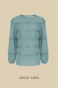 GRACE KARIN Lace Decorated Tiered Puffed Blouse sold by Grace Karin