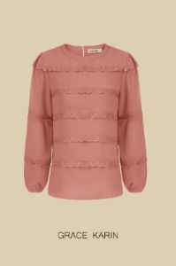GRACE KARIN Lace Decorated Tiered Puffed Blouse sold by Grace Karin