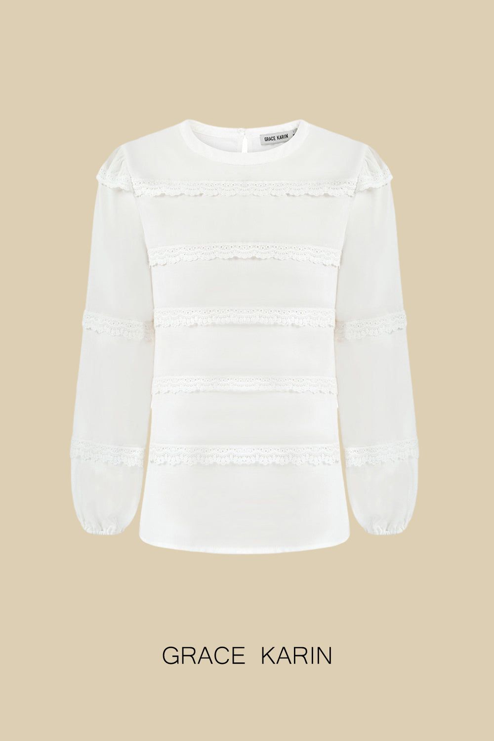 GRACE KARIN Lace Decorated Tiered Puffed Blouse sold by Grace Karin product image thumbnail 4