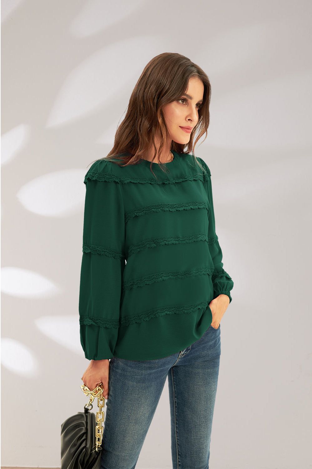 GRACE KARIN Lace Decorated Tiered Puffed Blouse sold by Grace Karin product image thumbnail 6