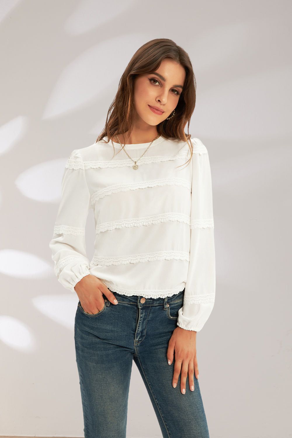 GRACE KARIN Lace Decorated Tiered Puffed Blouse sold by Grace Karin product image thumbnail 2