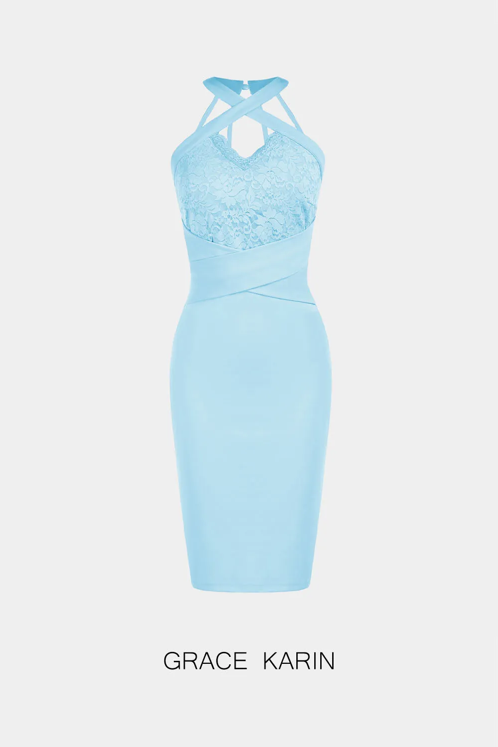 GRACE KAEIN Lace Patchwork Back Slit Bodycon Party Dress sold by Grace Karin product image thumbnail 3