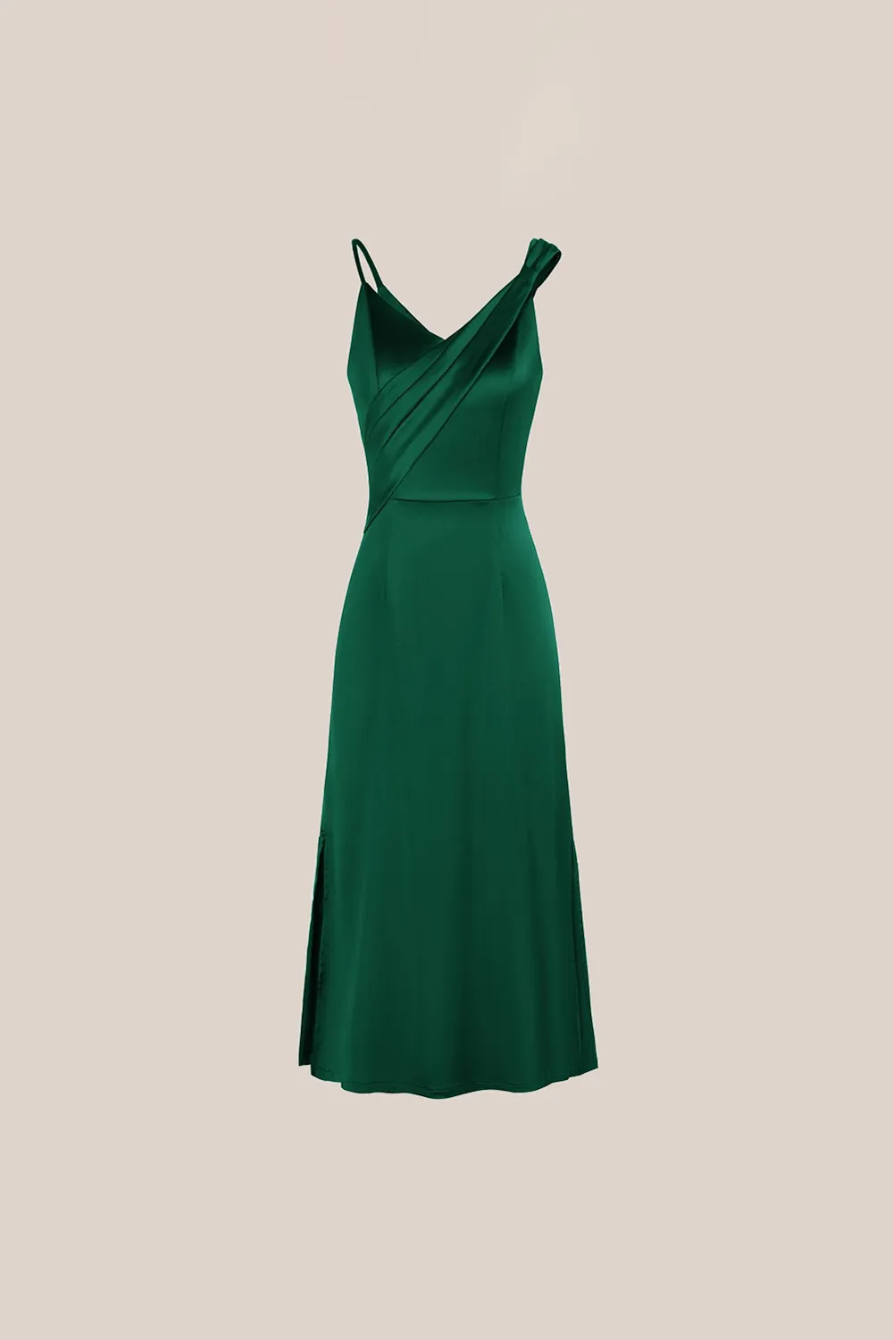 Satin Side Slit Asymmetric Straps Dress - Green sold by Grace Karin product image thumbnail 2
