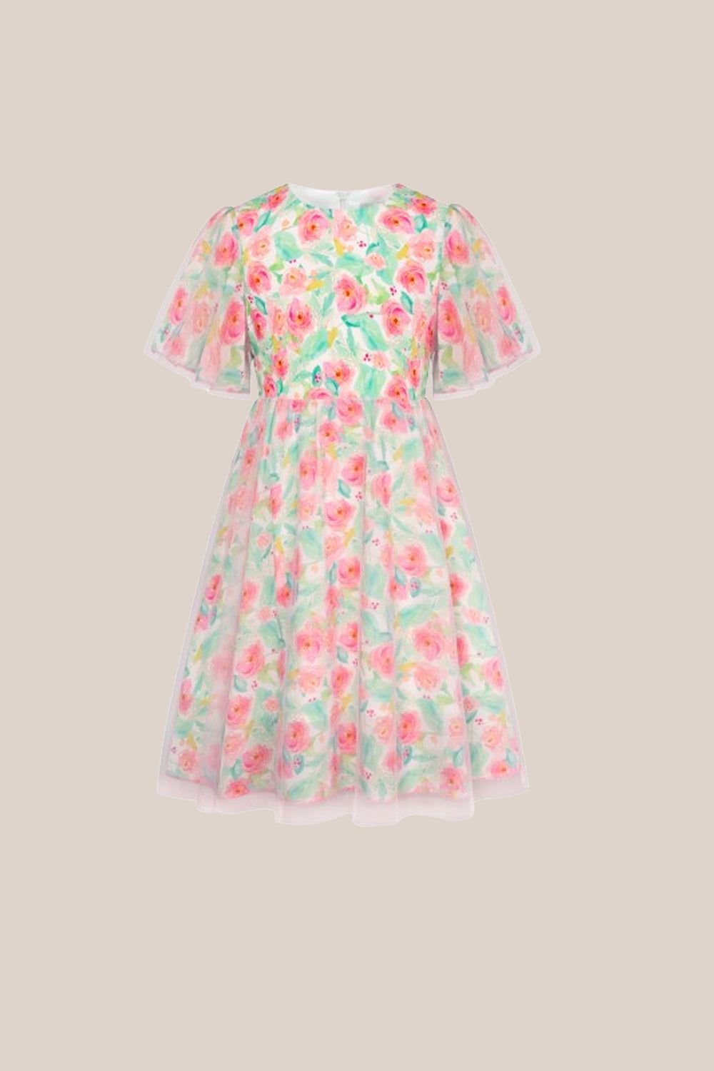 GK Kids Tulle Netting Overlay Dress Short Sleeve Crew Neck A-Line Dress sold by Grace Karin product image thumbnail 2