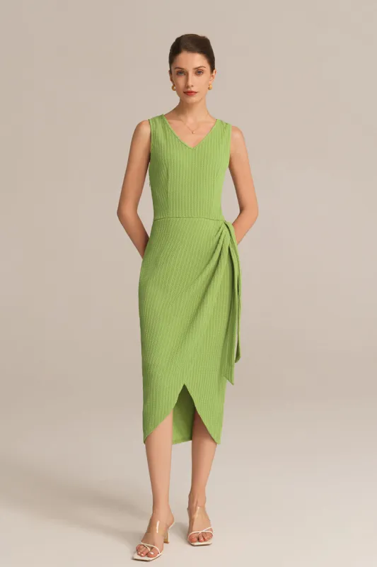 Casual V-Neck Sleeveless Wrap Hem Bodycon Dress - Green sold by Grace Karin