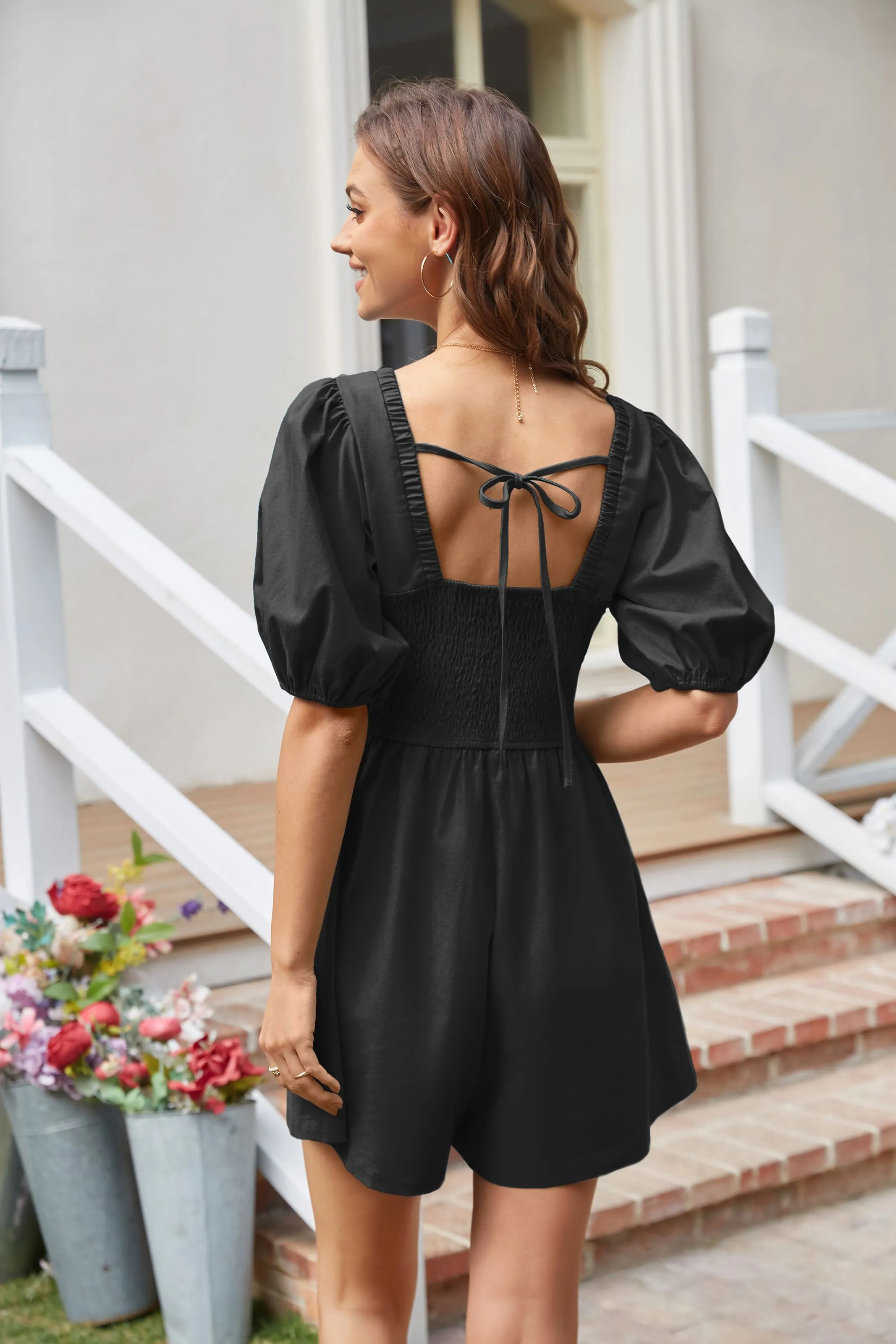 Casual Short Sleeve Wide Leg Romper - Black sold by Grace Karin product image thumbnail 2