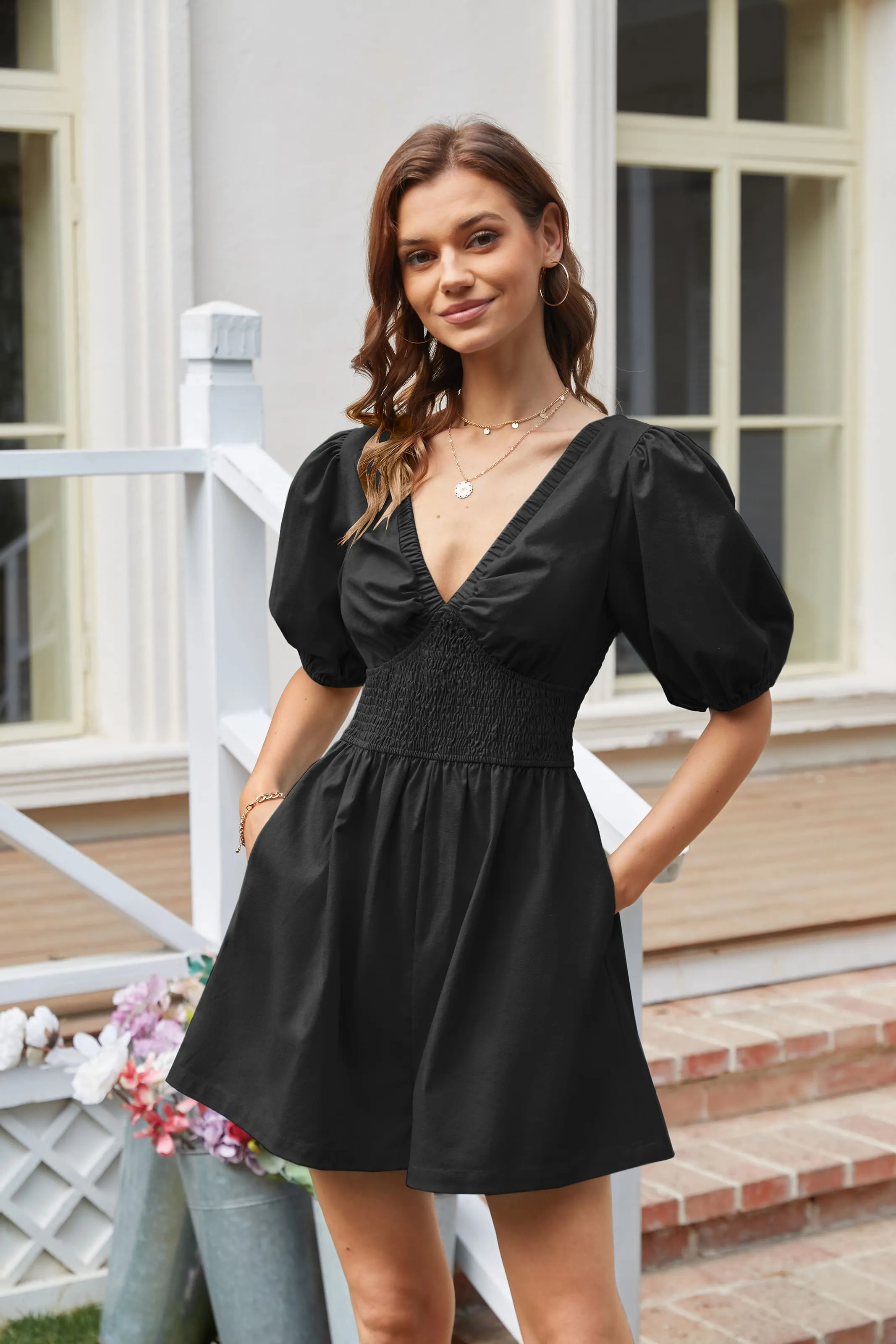 Casual Short Sleeve Wide Leg Romper - Black sold by Grace Karin product image thumbnail 3