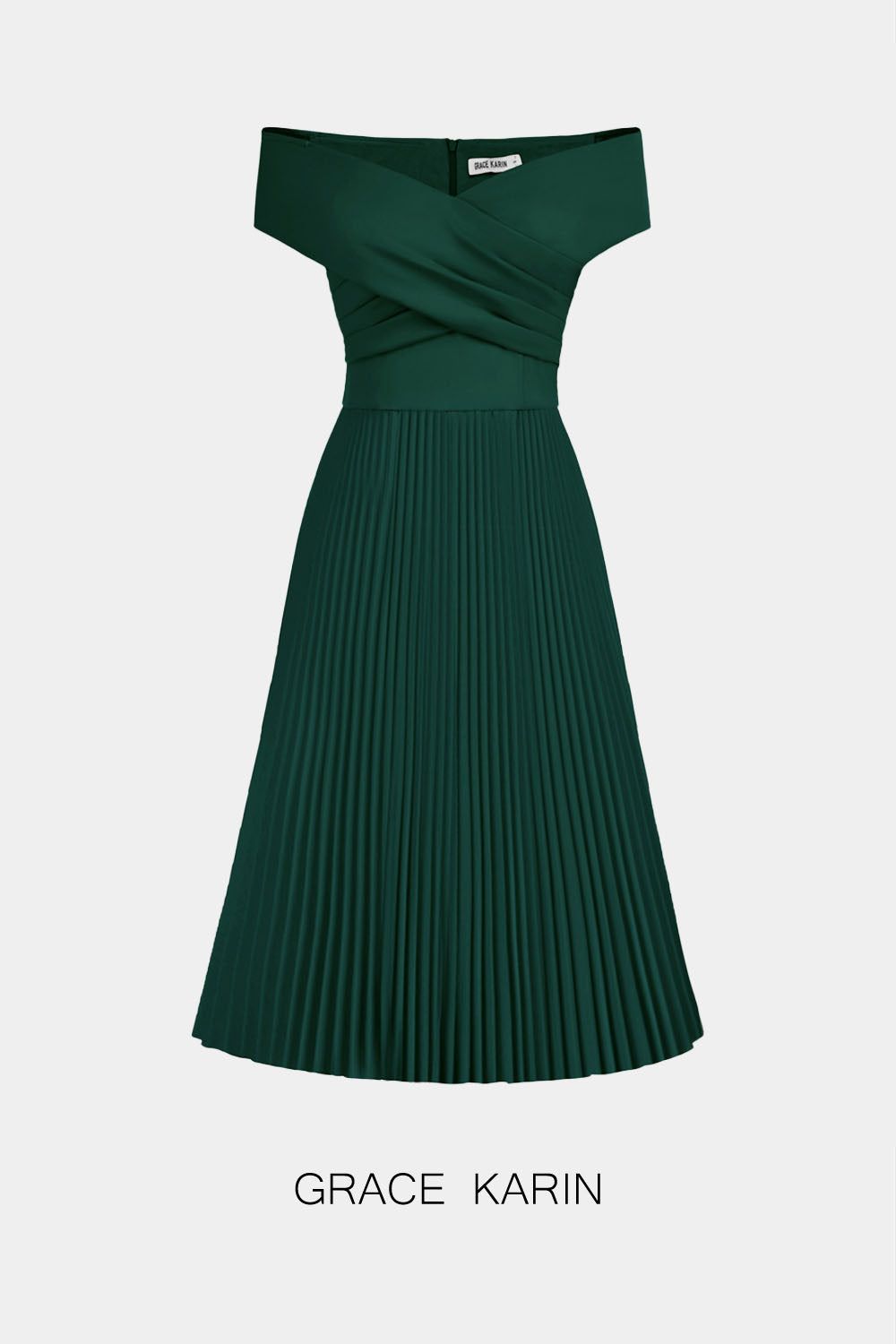 【$19.99 Flash Sale!】GRACE KARIN Off Shoulder Pleated Cross Over Bodice Dress sold by Grace Karin product image thumbnail 2