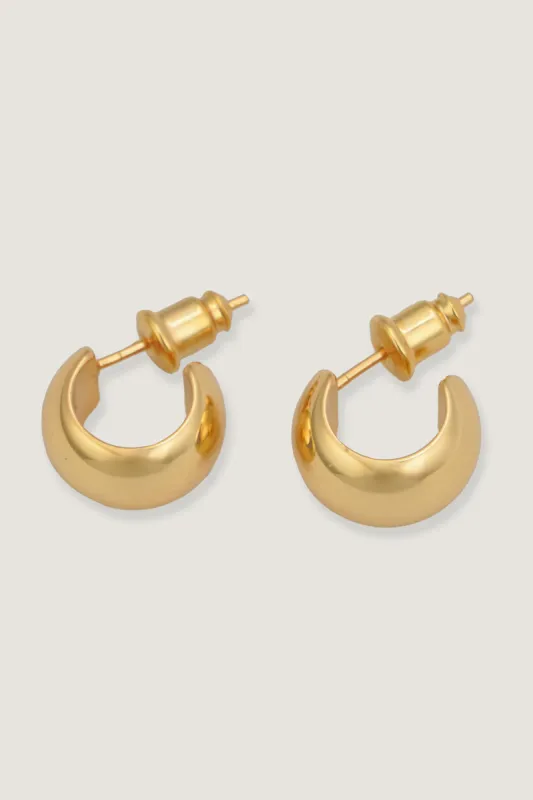 Electroplated Real Gold Bean Stud Earrings sold by Grace Karin