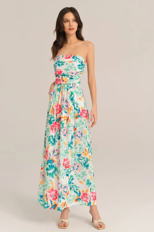 Strapless Pleated Waist Maxi Dress sold by Grace Karin