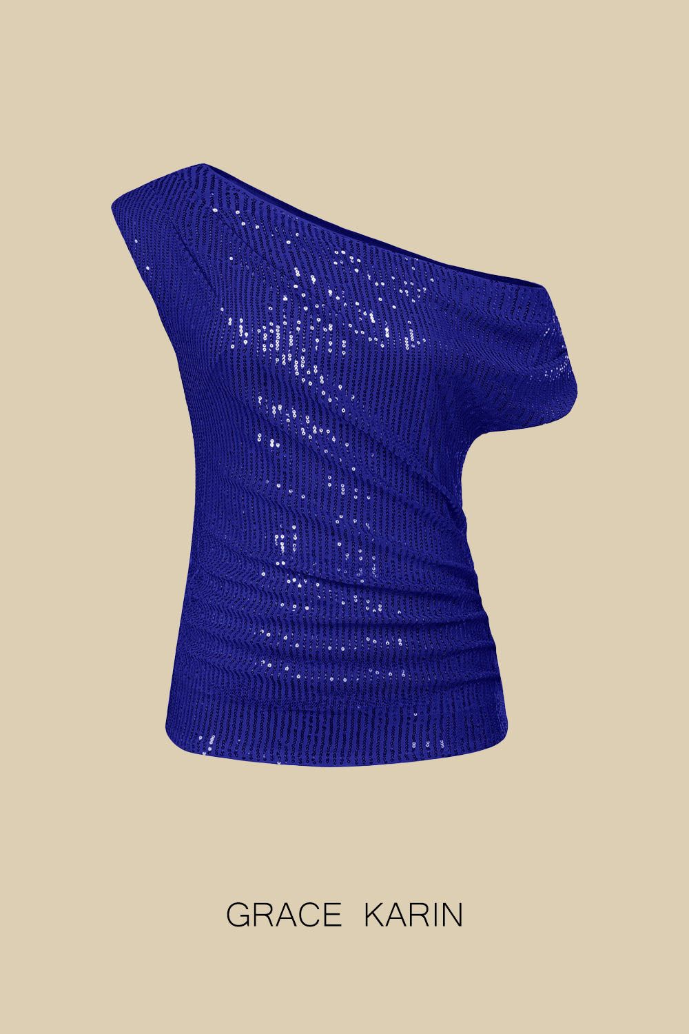 GK Women Sequined Party Tops Asymmetric One-Shoulder Ruched Pullover Tops sold by Grace Karin product image thumbnail 6