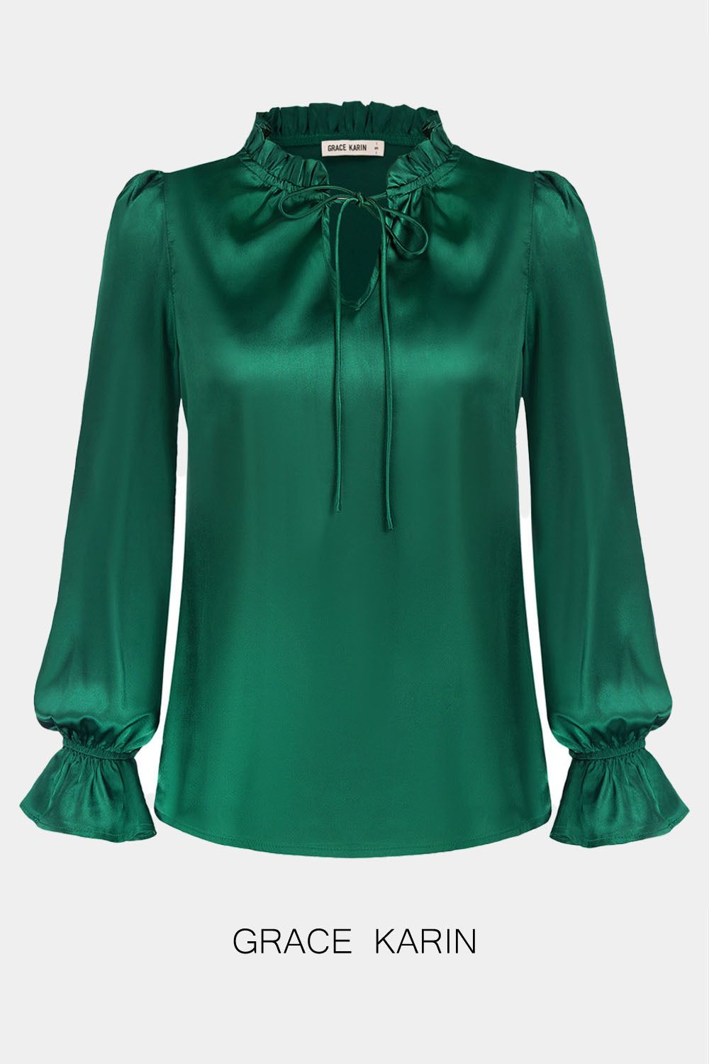 GRACE KARIN Ruffled Stand Collar Blouse Long Sleeve V-Neck Pullover Tops sold by Grace Karin product image thumbnail 5