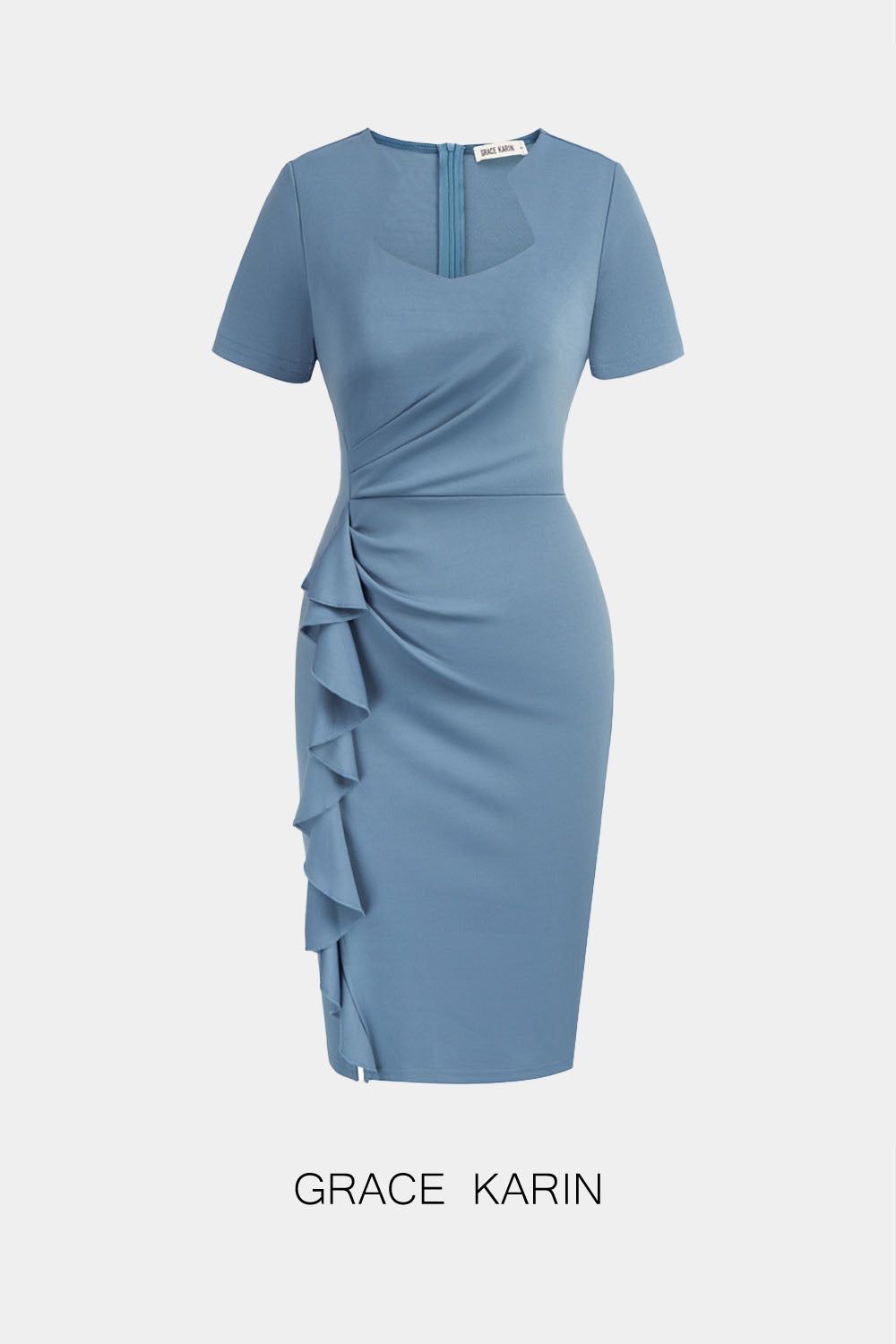 GRACE KARIN Ruffle Front Slit Bodycon Dress sold by Grace Karin product image thumbnail 2