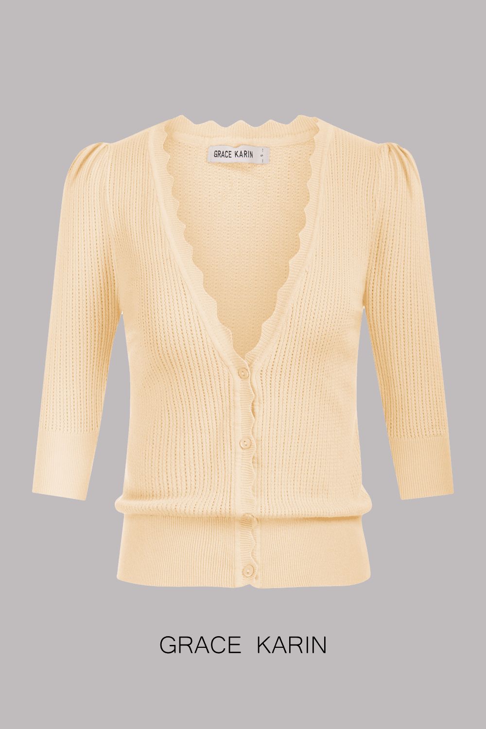 【$19.99 Flash Sale!】GRACE KARIN Hollowed-out Textured Knitwear 3/4 Sleeve Cardigan sold by Grace Karin product image thumbnail 3