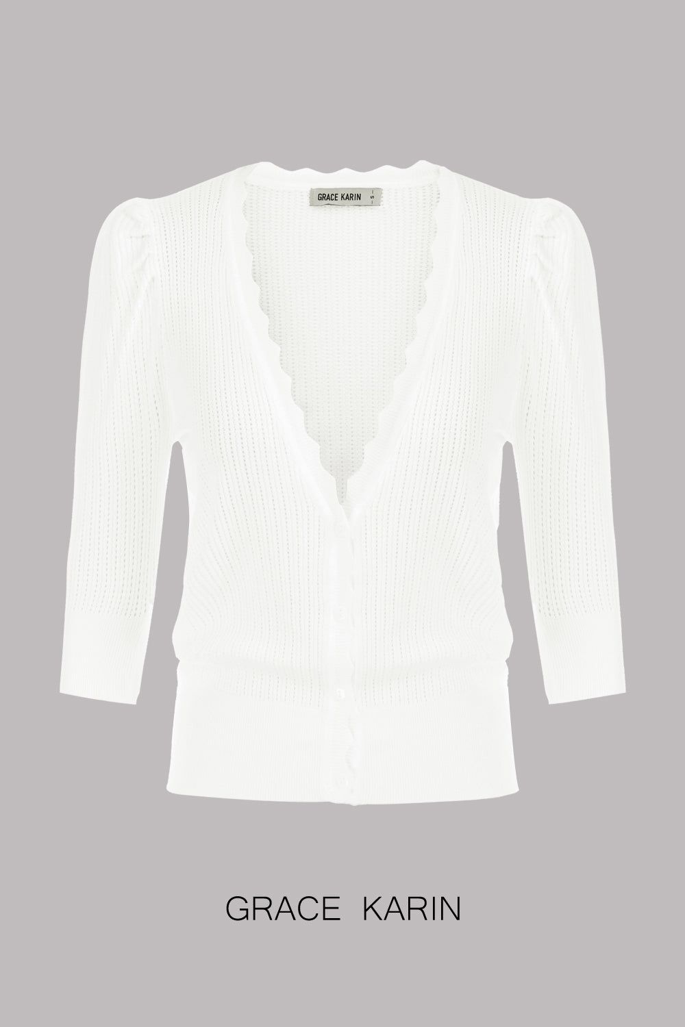 【$19.99 Flash Sale!】GRACE KARIN Hollowed-out Textured Knitwear 3/4 Sleeve Cardigan sold by Grace Karin product image thumbnail 4