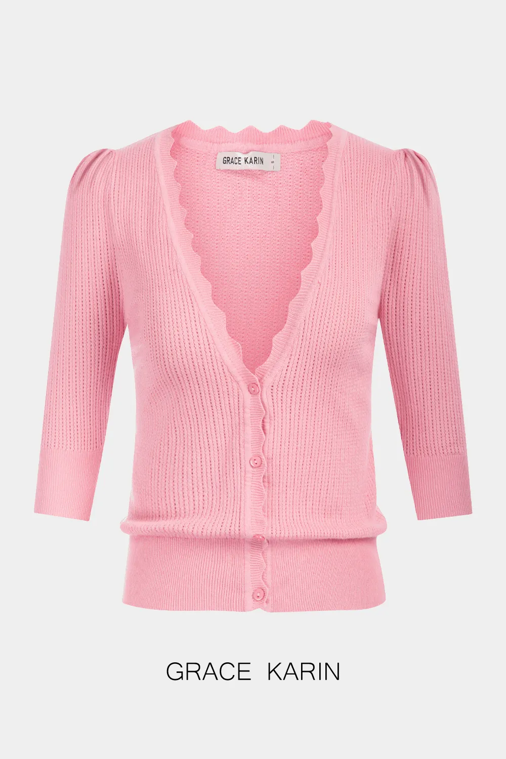 GRACE KARIN Hollowed-out Textured Knitwear 3/4 Sleeve Cardigan sold by Grace Karin product image thumbnail 4