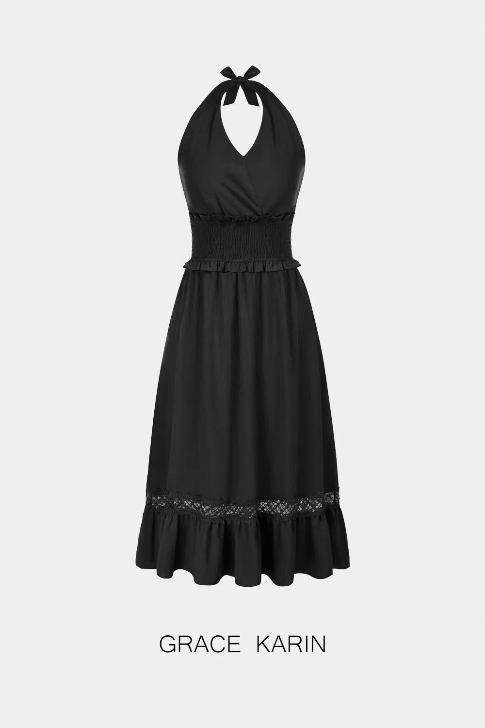 GRACE KARIN Backless Halter Surplice Tiered A-Line Dress sold by Grace Karin product image thumbnail 5