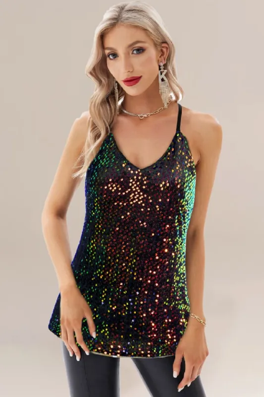 GRACE KARIN Sequined Party Halterneck V-Neck Camisole Cami-Tops sold by Grace Karin