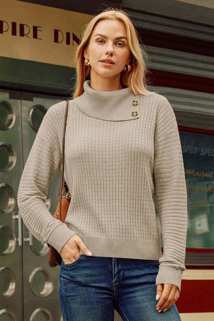 Casual Turtleneck Pullover Waffle Knit Long Sleeve Sweaters Tops sold by Grace Karin product image thumbnail 5