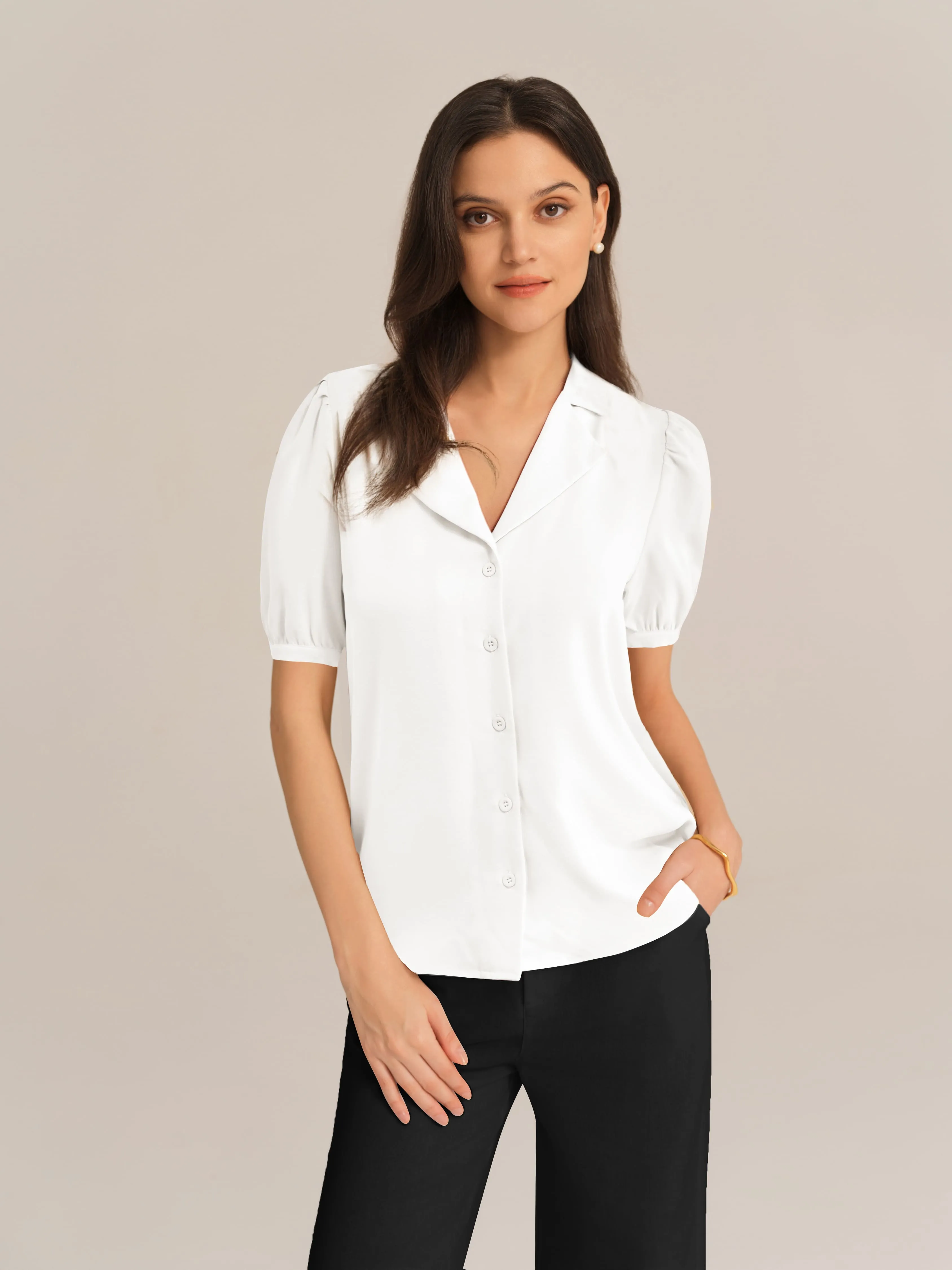 Puffed Sleeves Business Casual Tops sold by Grace Karin