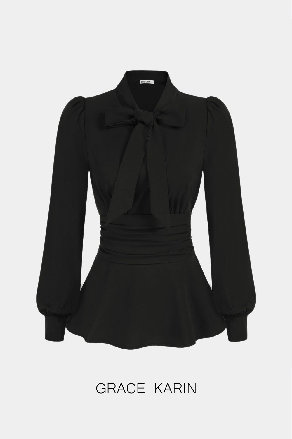 GRACE KARIN Defined Waist OL Puffed Bow-Knot Decorated Blouse sold by Grace Karin