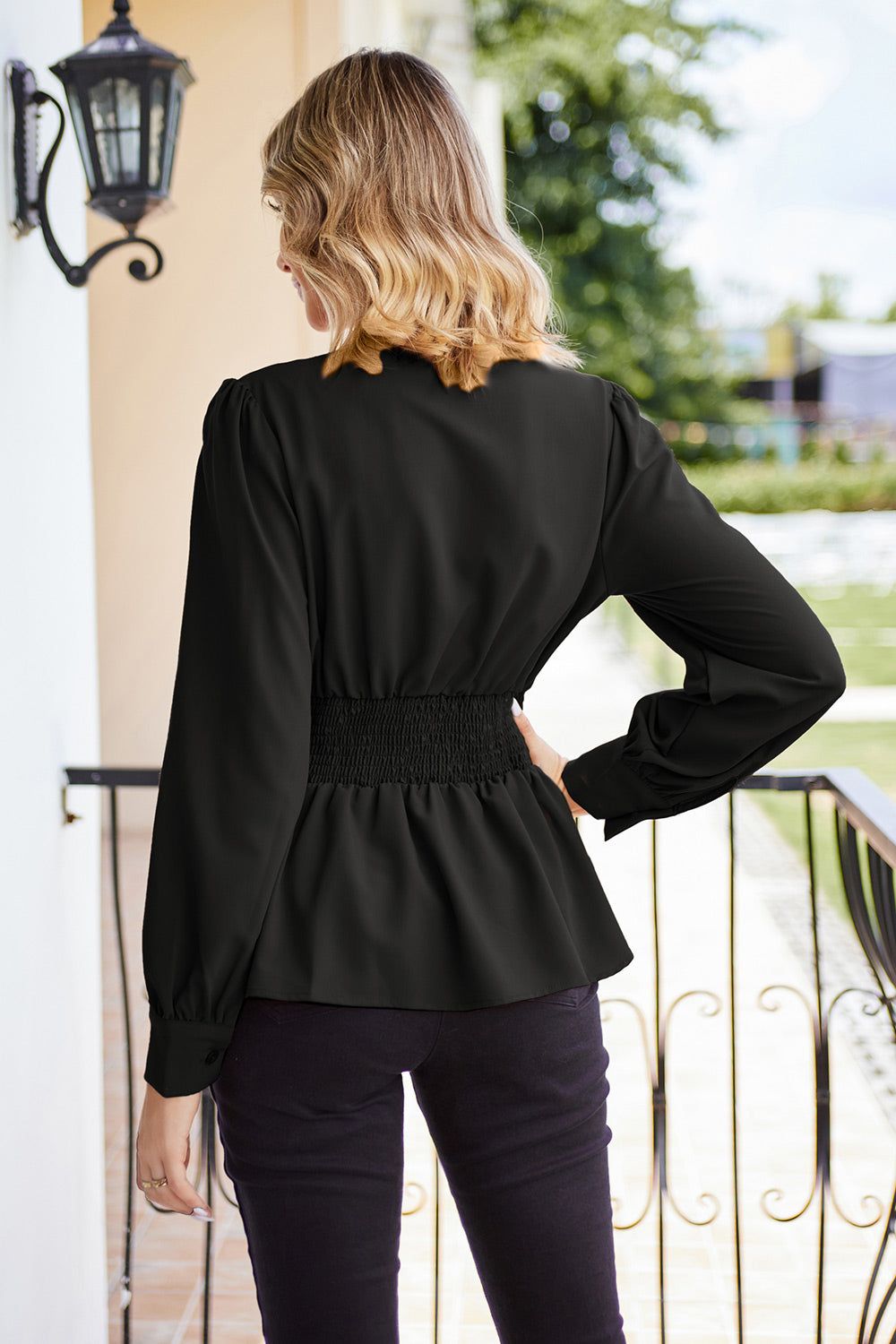 GRACE KARIN Defined Waist OL Puffed Bow-Knot Decorated Blouse sold by Grace Karin product image thumbnail 4