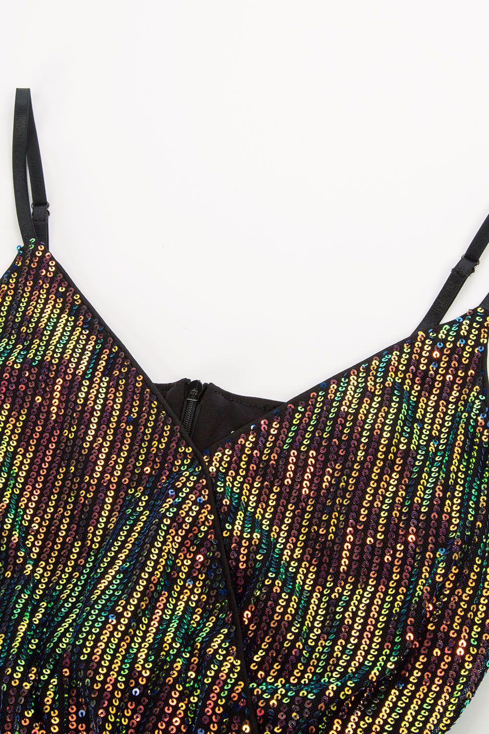 GRACE KARIN Women Sequined Party Dress Ruched Wrap Hem V-Neck Above Knee Cami Dress sold by Grace Karin product image thumbnail 7