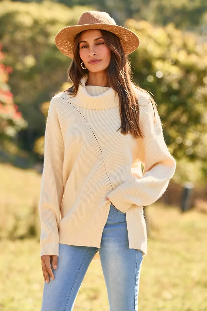 Casual Loose Knit Turtleneck Sweater Tops sold by Grace Karin